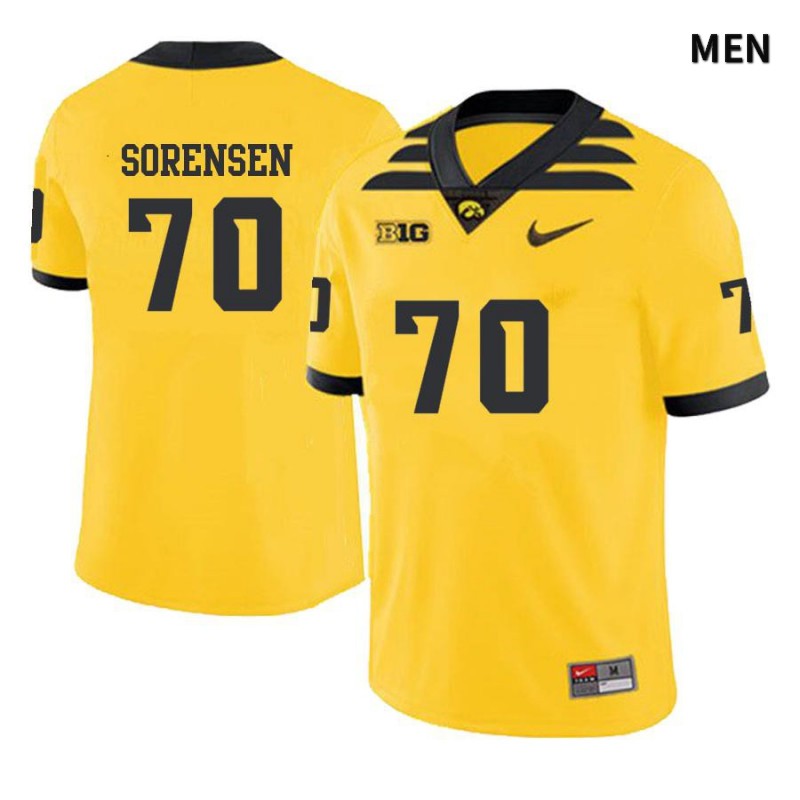 Men's Iowa Hawkeyes NCAA #70 Kyle Sorensen Yellow Authentic Nike Alumni Stitched College Football Jersey UY34L26QW